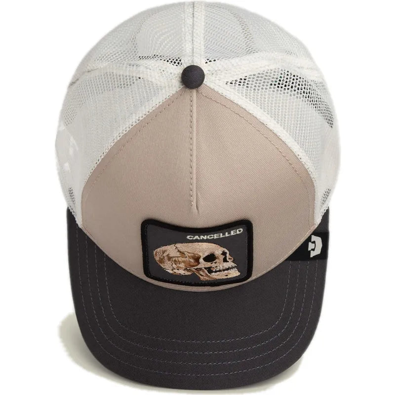 GORRA TRUCKER CALAVERA "CANCELLED SKULL" - BEIGE/NEGRO- GOORIN BROS THE FARM ANIMALS | 101-2392-MULTI