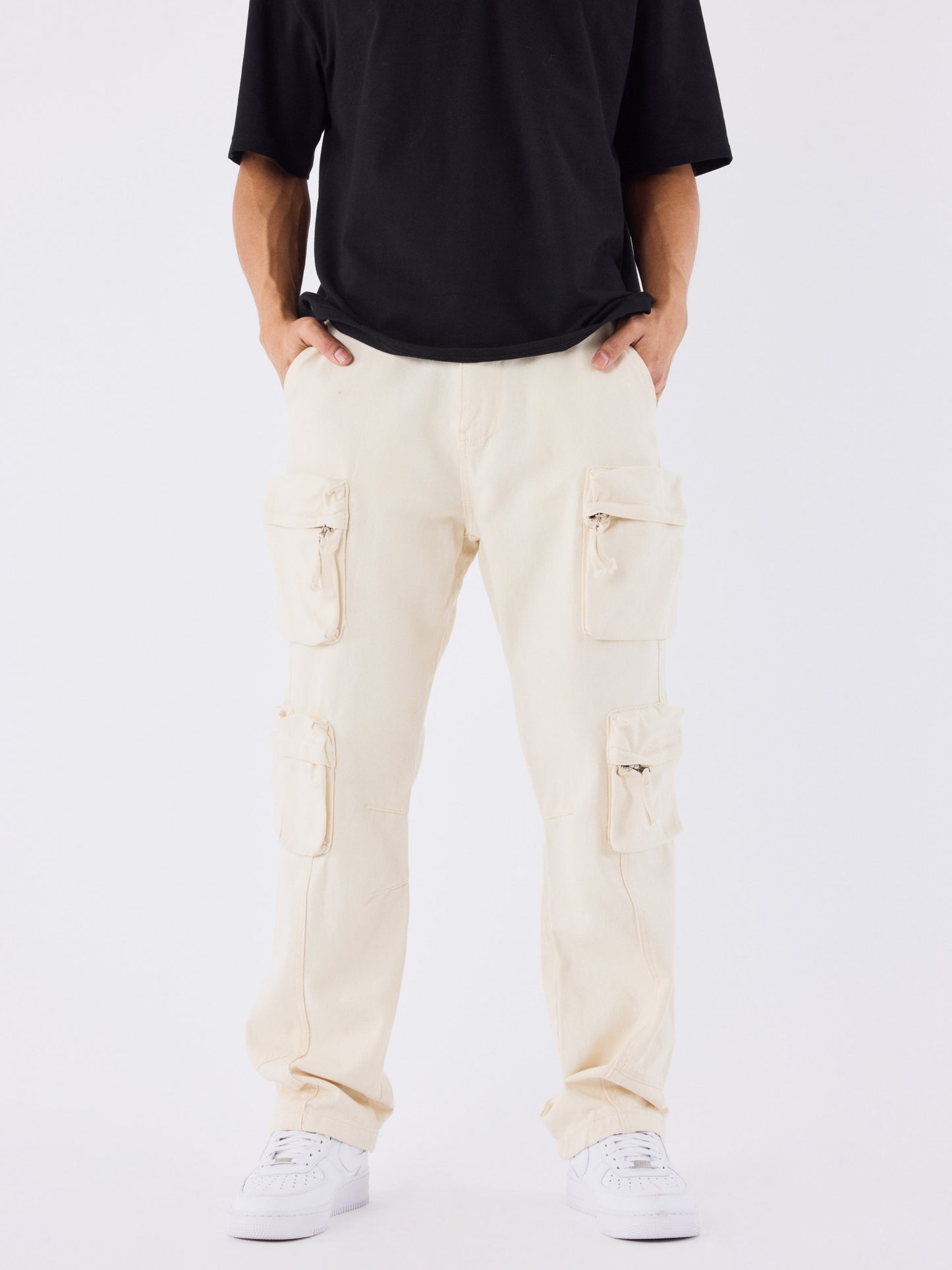 PANTALÓN ANCHO CARGO MULTIBOLSILLOS - TIZA - PROJECT X PARIS | PXP T249042-CC