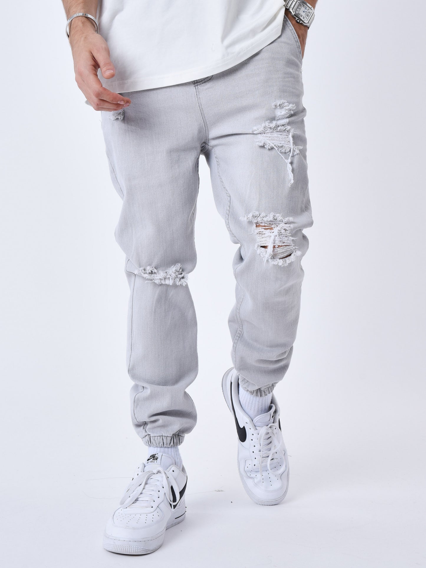 VAQUEROS ESTILO JOGGER ROTO - GRIS CLARO - PROJECT X PARIS | T239010_GY