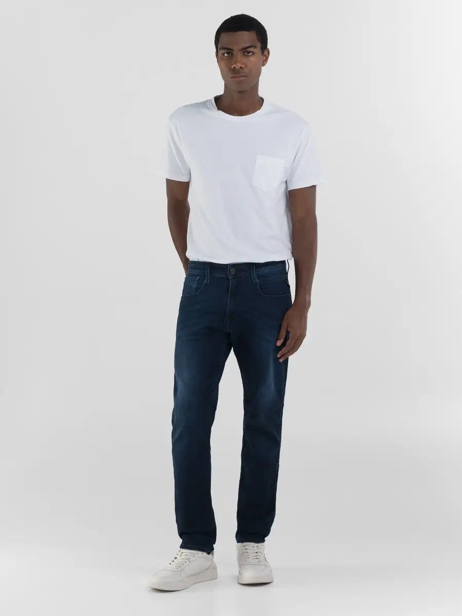 PANTALÓN VAQUERO AJUSTADO SLIM FIT ANBASS POWER STRETCH - AZUL OSCURO - REPLAY | M914 .000.41A C38