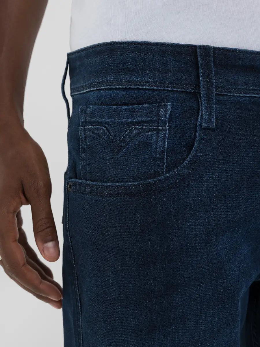 PANTALÓN VAQUERO AJUSTADO SLIM FIT ANBASS POWER STRETCH - AZUL OSCURO - REPLAY | M914 .000.41A C38