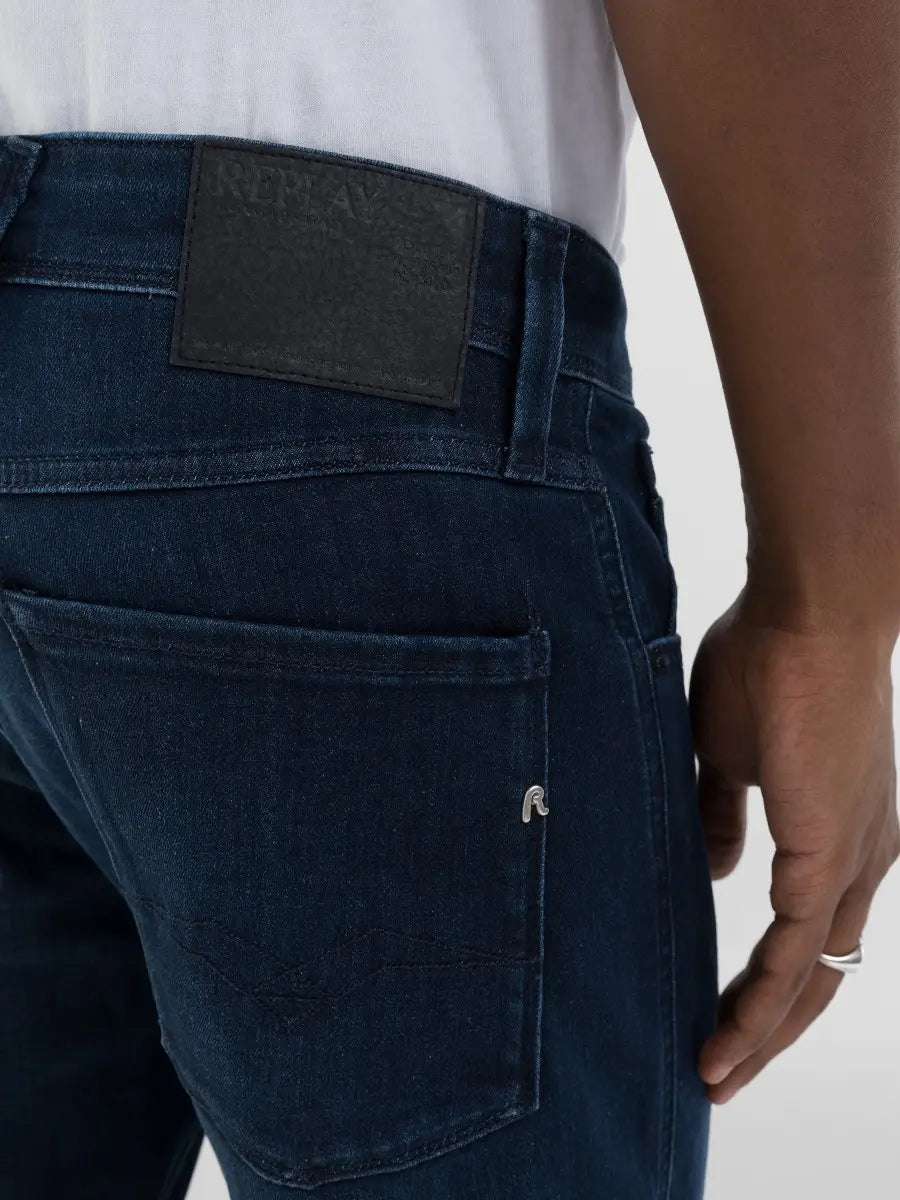 PANTALÓN VAQUERO AJUSTADO SLIM FIT ANBASS POWER STRETCH - AZUL OSCURO - REPLAY | M914 .000.41A C38