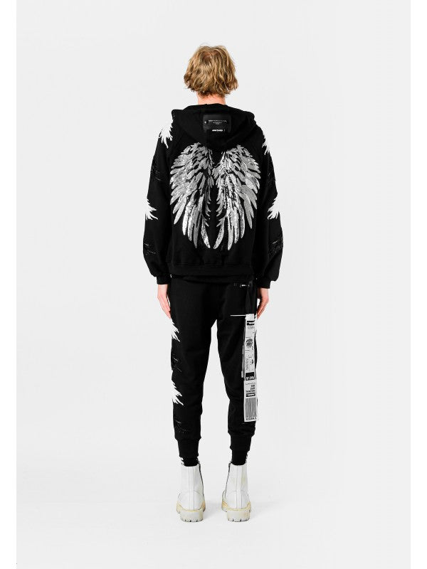 SUDADERA CREMALLERA ALAS CON CAPUCHA - NEGRO - WINGS CAPSULE MOD WAVE MOVEMENT | MW094070094