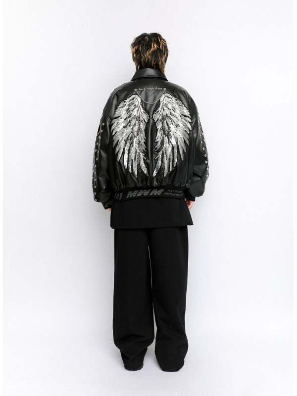 CHAQUETA BOMBER "WINGS" ALAS - NEGRO - WINGS CAPSULE MOD WAVE MOVEMENT | MW074071407