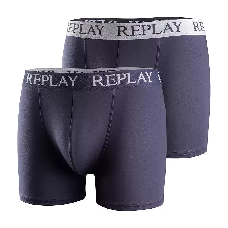 2 PACK CALZONCILLOS BÓXERS TRUNK - AZUL MARINO/GRIS - REPLAY | TM005 .000.I101005