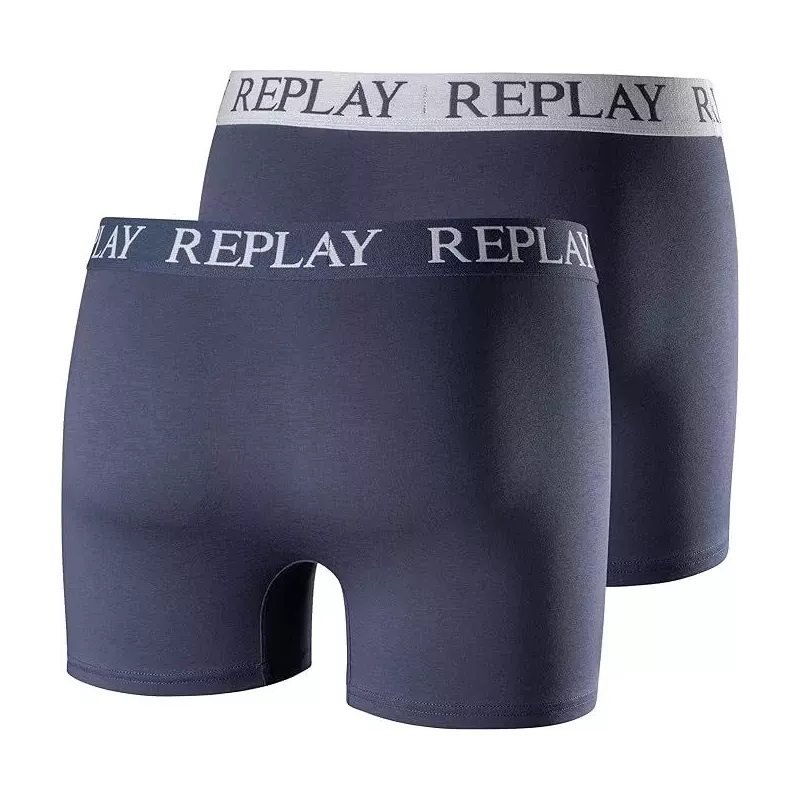 2 PACK CALZONCILLOS BÓXERS TRUNK - AZUL MARINO/GRIS - REPLAY | TM005 .000.I101005