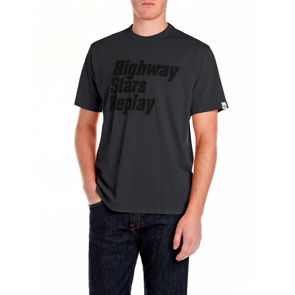 CAMISETA REPLAY MANGA CORTA - NEGRO DESGASTADO - REPLAY | M3026.000.23806G