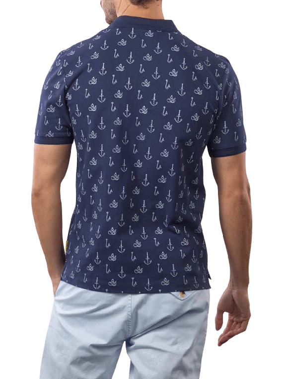 POLO CON ESTAMPADO INTEGRAL ANCLAS - AZUL MARINO - SCOTCH & SODA | 175555