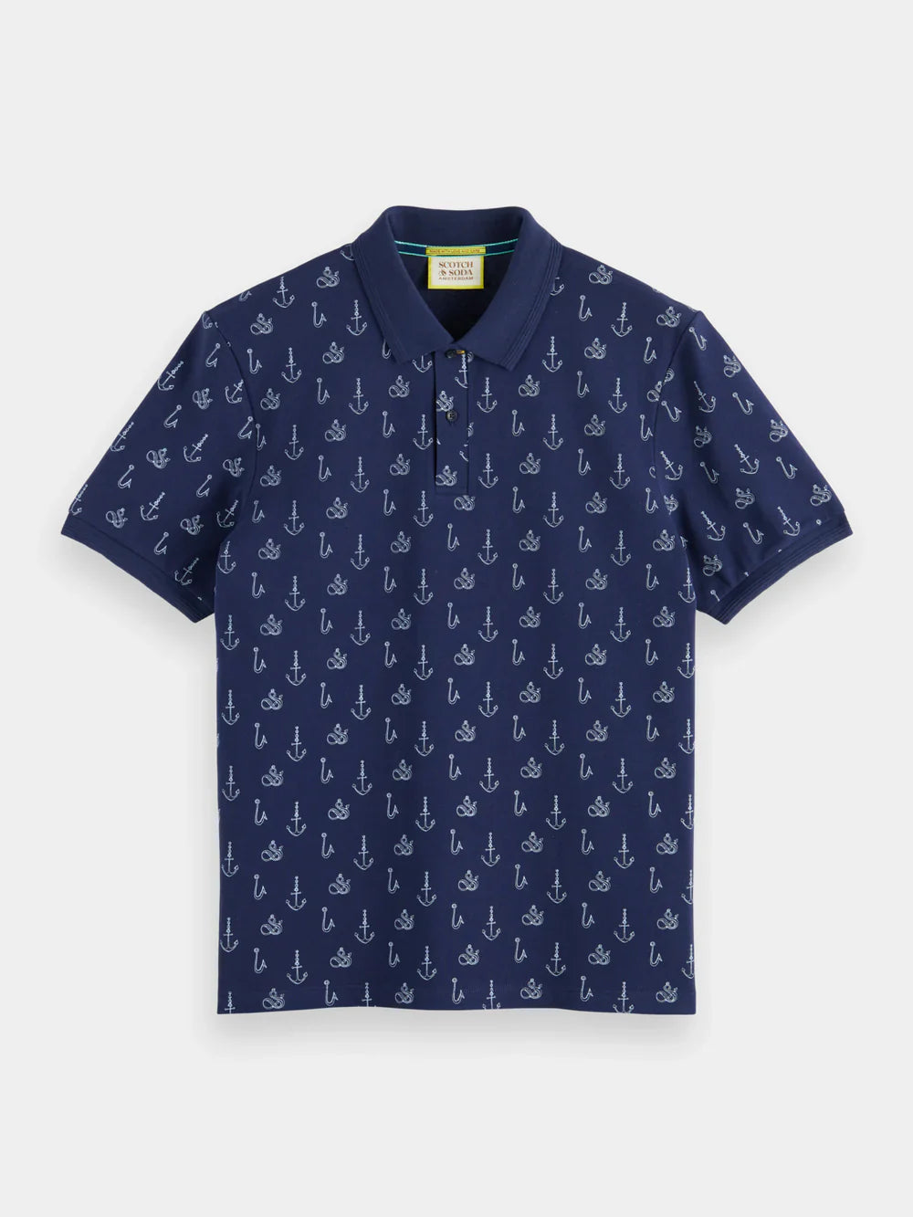 POLO CON ESTAMPADO INTEGRAL ANCLAS - AZUL MARINO - SCOTCH & SODA | 175555