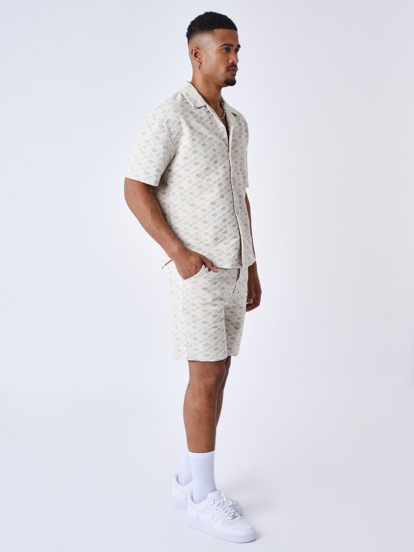 PANTALÓN CORTO CON TEXTURA - TIZA - PROJECT X PARIS | PXP 2540164-CC