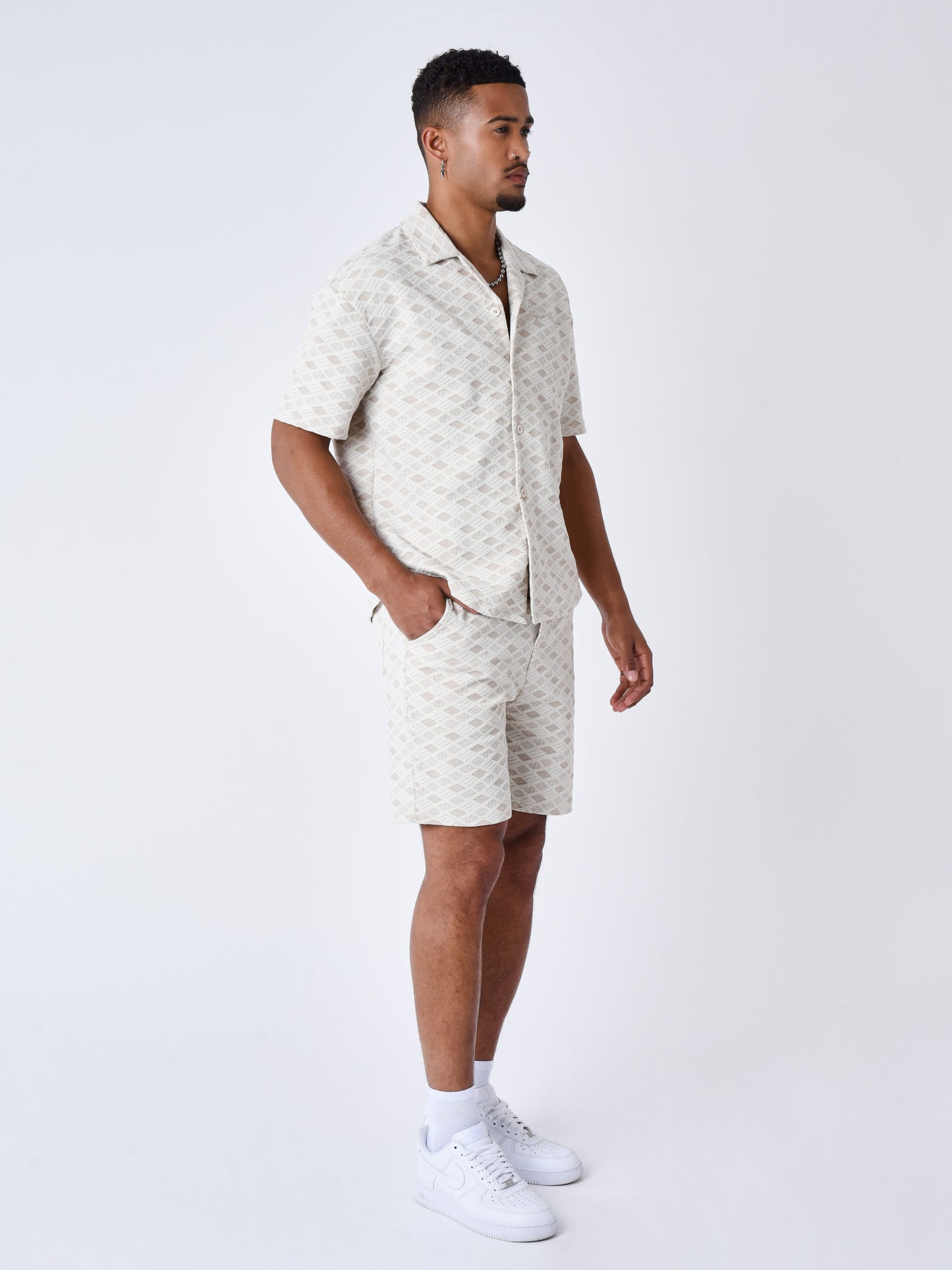 PANTALÓN CORTO CON TEXTURA - TIZA - PROJECT X PARIS | PXP 2540164-CC