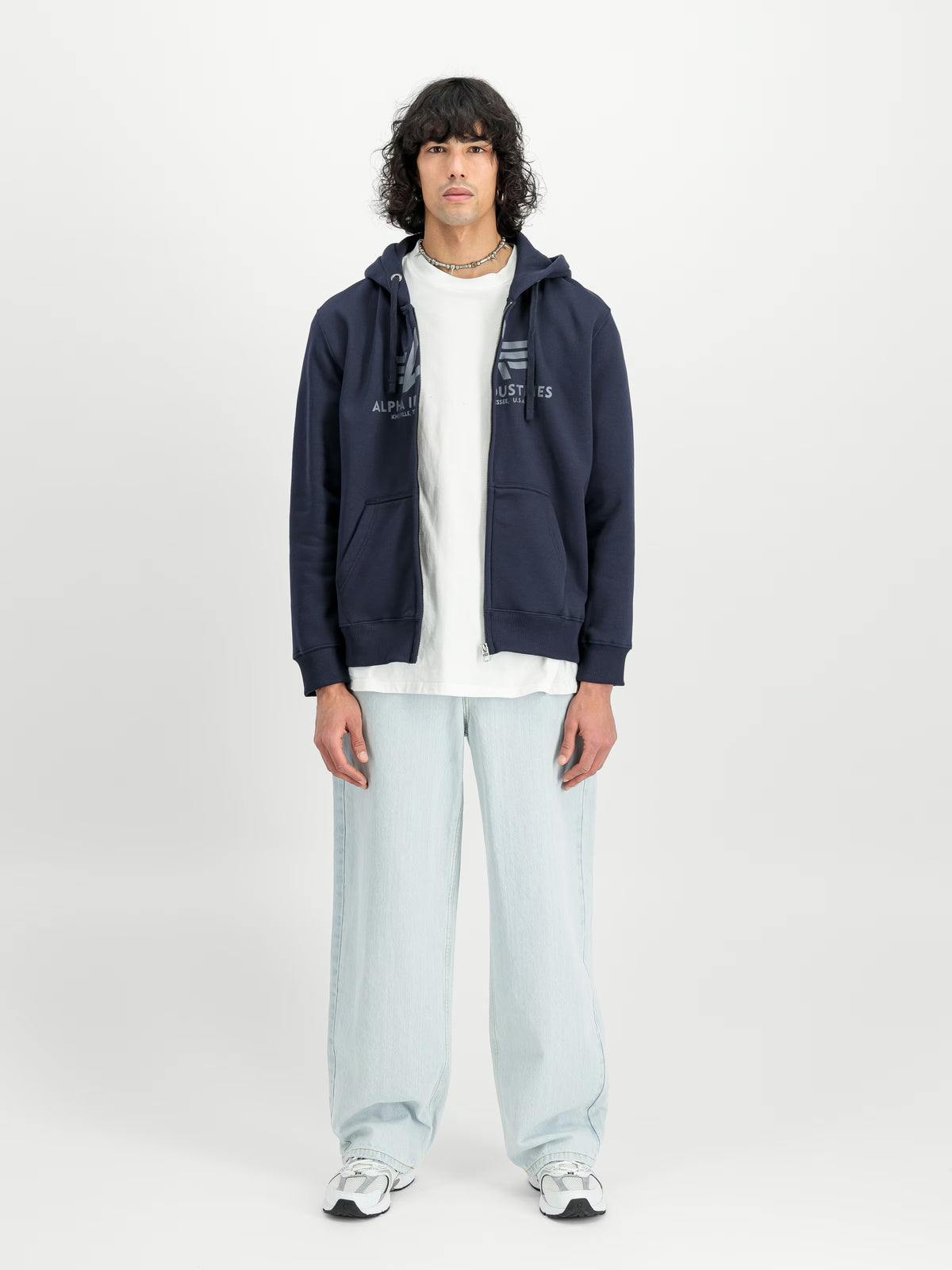 SUDADERA BÁSICA CON CREMALLERA Y CAPUCHA - AZUL MARINO - ALPHA INDUSTRIES | 178325-07