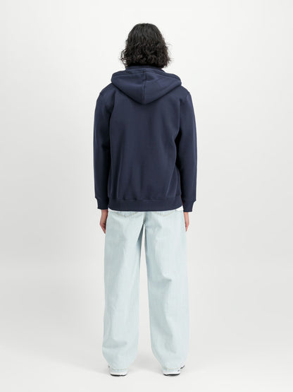 SUDADERA BÁSICA CON CREMALLERA Y CAPUCHA - AZUL MARINO - ALPHA INDUSTRIES | 178325-07