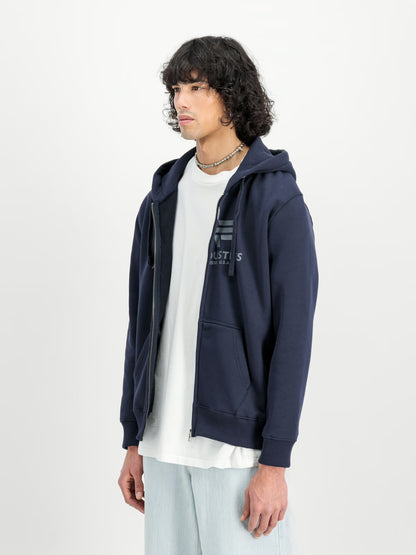 SUDADERA BÁSICA CON CREMALLERA Y CAPUCHA - AZUL MARINO - ALPHA INDUSTRIES | 178325-07