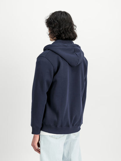 SUDADERA BÁSICA CON CREMALLERA Y CAPUCHA - AZUL MARINO - ALPHA INDUSTRIES | 178325-07