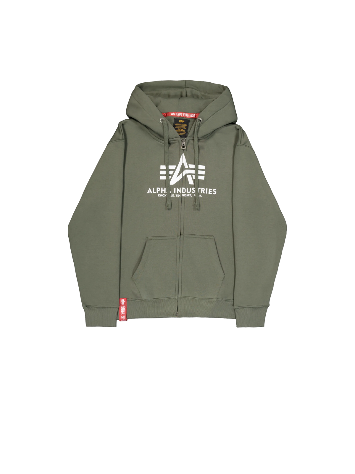SUDADERA BÁSICA CON CREMALLERA Y CAPUCHA - VERDE OLIVA - ALPHA INDUSTRIES | 178325-142