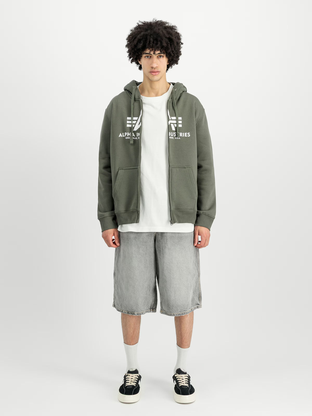 SUDADERA BÁSICA CON CREMALLERA Y CAPUCHA - VERDE OLIVA - ALPHA INDUSTRIES | 178325-142