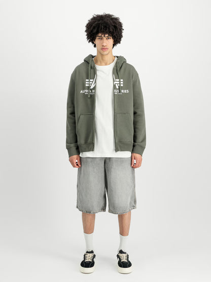 SUDADERA BÁSICA CON CREMALLERA Y CAPUCHA - VERDE OLIVA - ALPHA INDUSTRIES | 178325-142