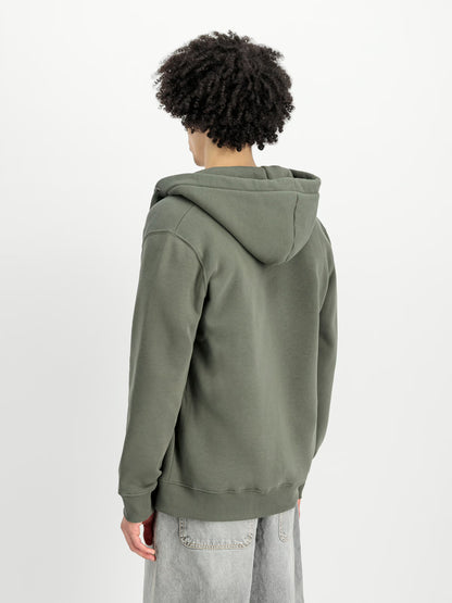SUDADERA BÁSICA CON CREMALLERA Y CAPUCHA - VERDE OLIVA - ALPHA INDUSTRIES | 178325-142