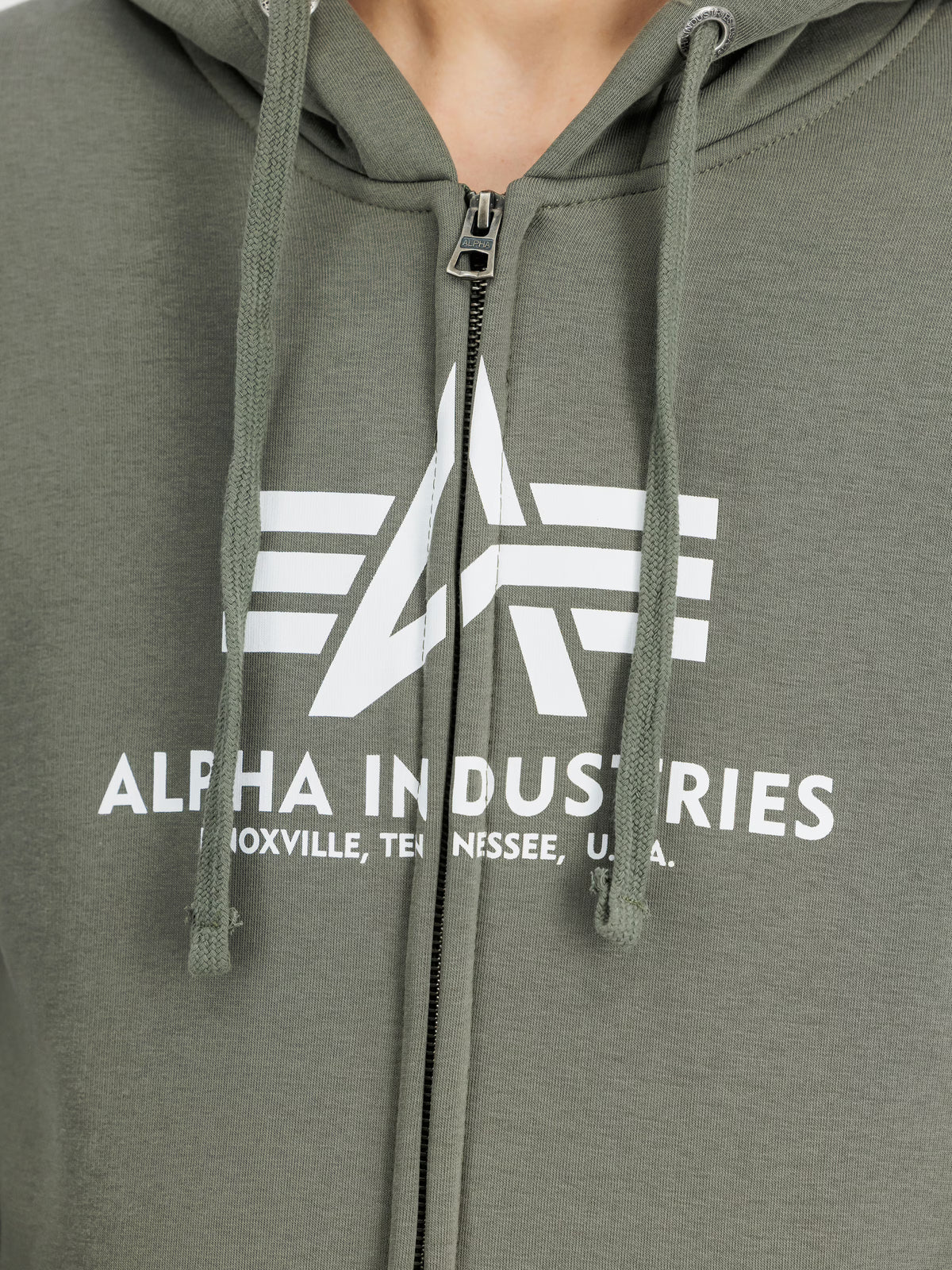 SUDADERA BÁSICA CON CREMALLERA Y CAPUCHA - VERDE OLIVA - ALPHA INDUSTRIES | 178325-142