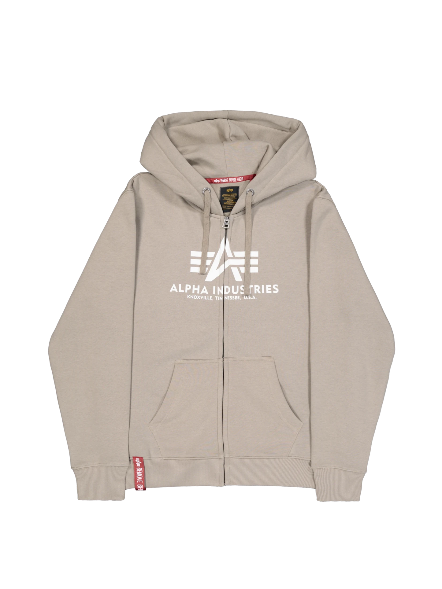 SUDADERA BÁSICA CON CREMALLERA Y CAPUCHA - ARENA - ALPHA INDUSTRIES | 178325