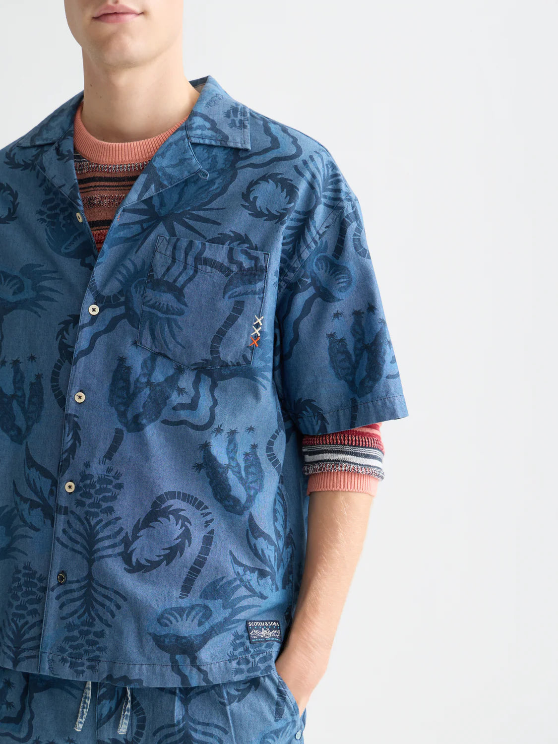 CAMISA PRINTED "CHAMBRAY" - AZUL - SCOTCH & SODA | 182239