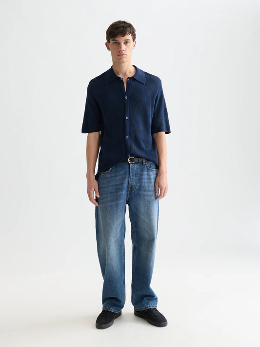 TONEONTONE KNITTED SHIRT - AZUL MARINO - SCOTCH & SODA | 182251