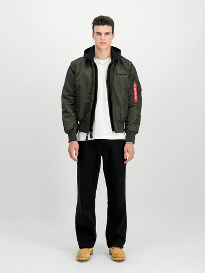MA-1 BOMBER "MA-1 D-TEC HOOD" - NEGRO OLIVA - ALPHA INDUSTRIES | 183110