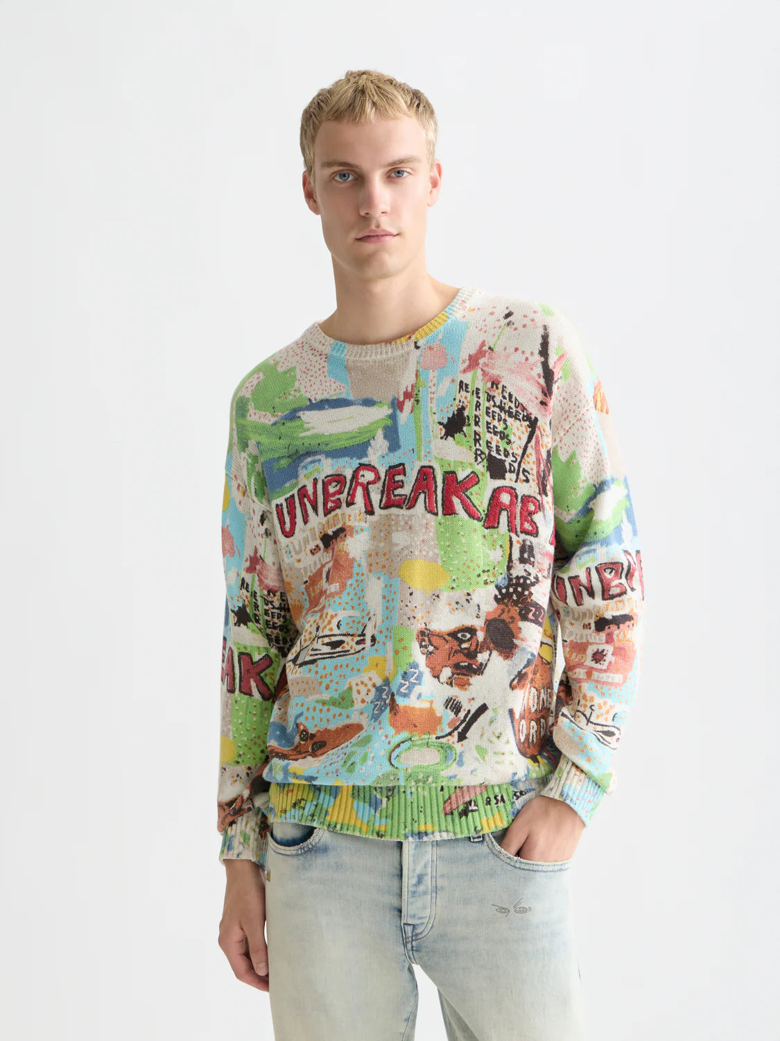 BASQUIAT PRINTED PULLOVER - BEIGE - SCOTCH & SODA | 183163