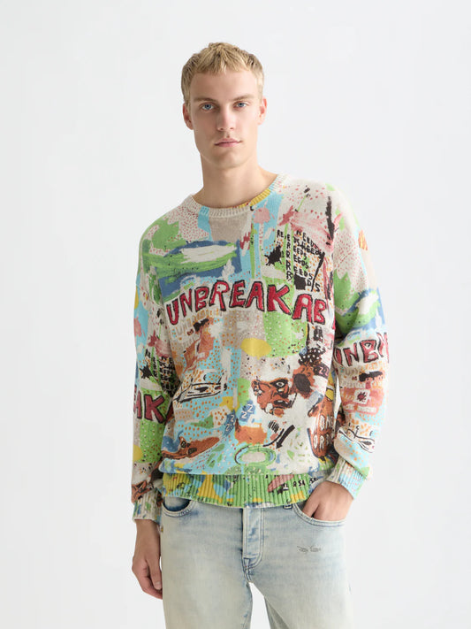 BASQUIAT PRINTED PULLOVER - BEIGE - SCOTCH & SODA | 183163