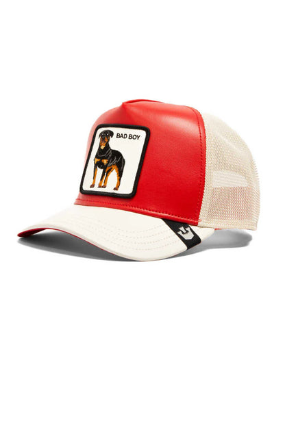 GORRA TRUCKER PERRO ROTTWEILER "SHLEATHER BOY" - ROJO / BLANCO - GOORIN BROS THE FARM ANIMALS | 101-1829