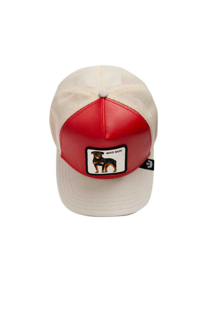 GORRA TRUCKER PERRO ROTTWEILER "SHLEATHER BOY" - ROJO / BLANCO - GOORIN BROS THE FARM ANIMALS | 101-1829