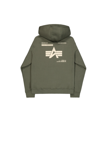 SUDADERA CAPUCHA "LABEL BACKPRINT" - VERDE OLIVA - ALPHA INDUSTRIES | 258333-142