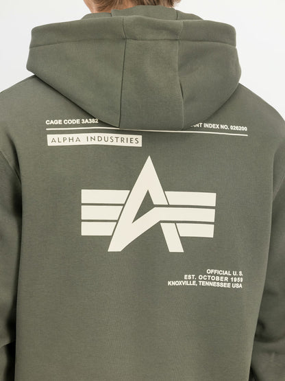 SUDADERA CAPUCHA "LABEL BACKPRINT" - VERDE OLIVA - ALPHA INDUSTRIES | 258333-142