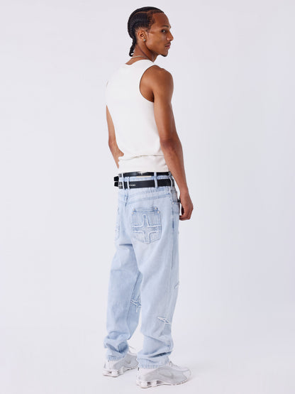 JEANS BORDADOS ESTRELLAS - AZUL - PROJECT X PARIS | 2594419-JC