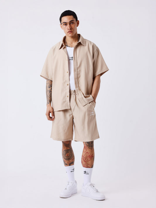 CAMISA DE MANGA CORTA RAYAS - BEIGE - PROJECT X PARIS | PXP 2614002_BG