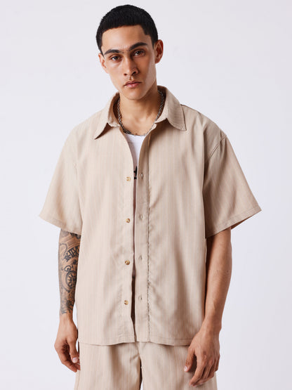 CAMISA DE MANGA CORTA RAYAS - BEIGE - PROJECT X PARIS | PXP 2614002_BG