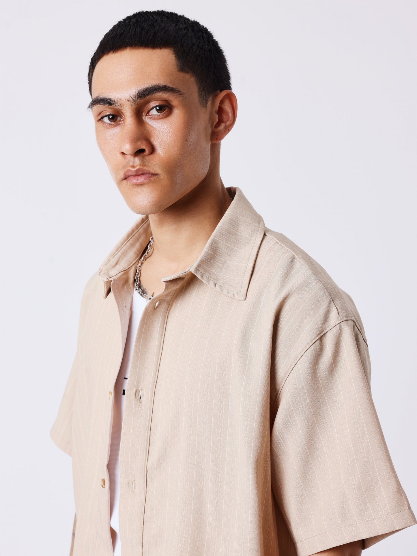 CAMISA DE MANGA CORTA RAYAS - BEIGE - PROJECT X PARIS | PXP 2614002_BG