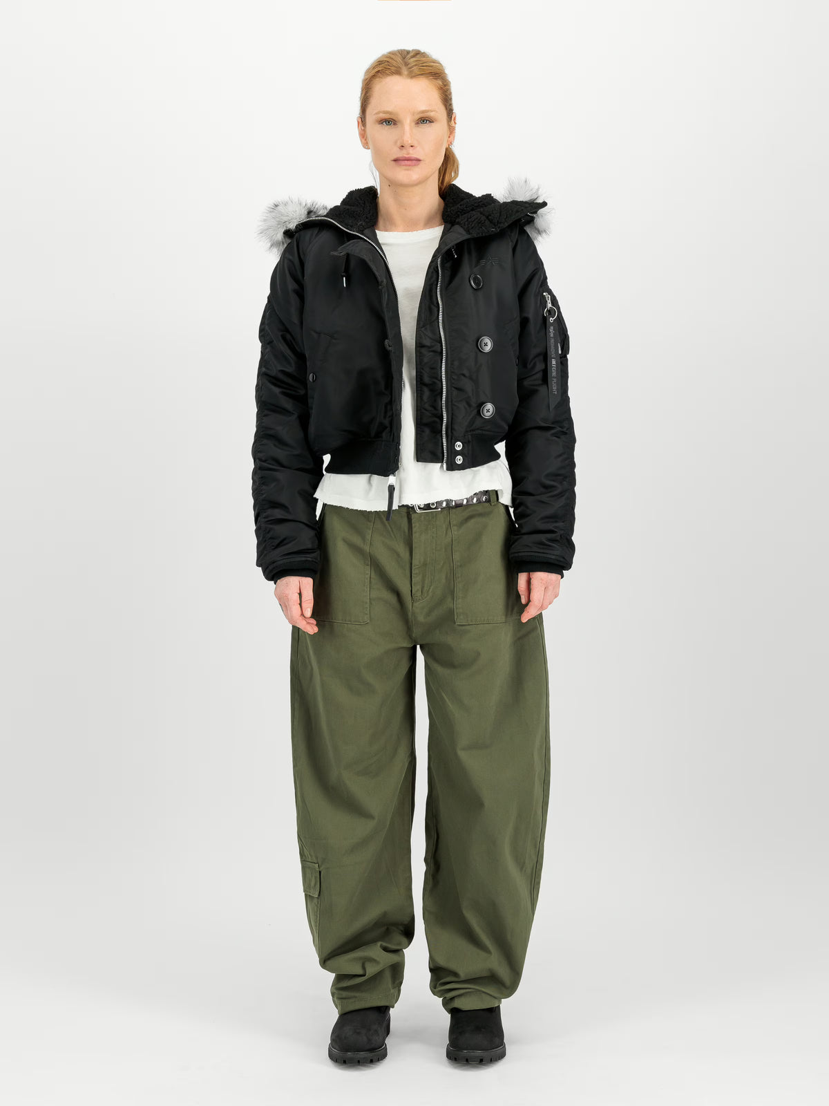 CHAQUETA MUJER BOMBER "N-2B CROPPED LOOSE" - NEGRO - ALPHA INDUSTRIES | 268001