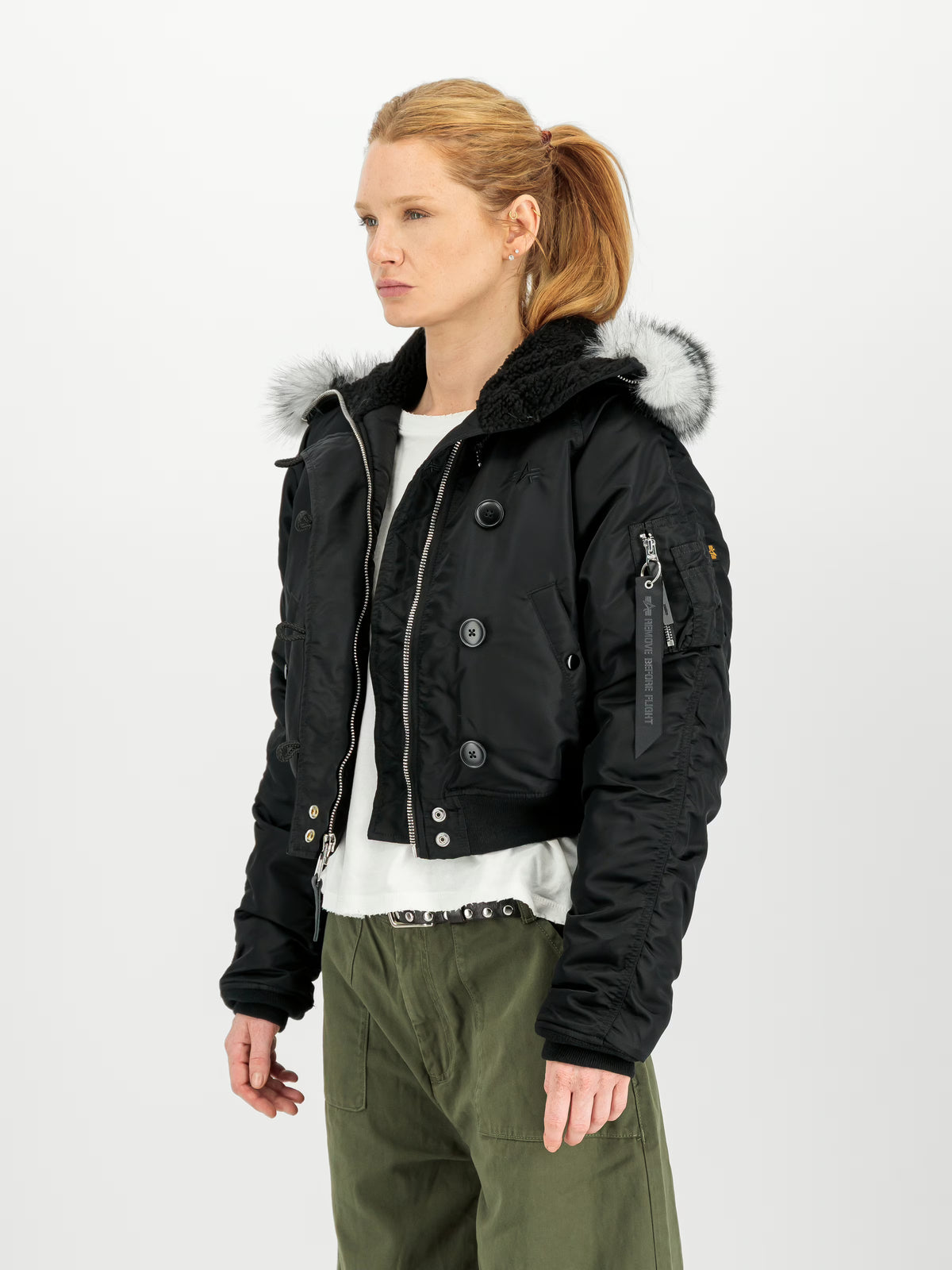 CHAQUETA MUJER BOMBER "N-2B CROPPED LOOSE" - NEGRO - ALPHA INDUSTRIES | 268001