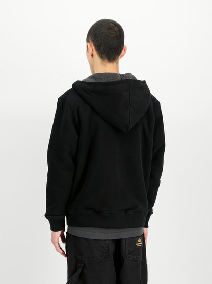 SUDADERA FLEECE SHERPA CON CREMALLERA Y CAPUCHA - NEGRO - ALPHA INDUSTRIES | 268336-03