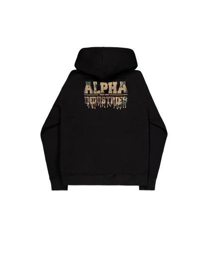 SUDADERA CAPUCHA "DRIPPING CAMO PRINT" - NEGRO - ALPHA INDUSTRIES | 268338