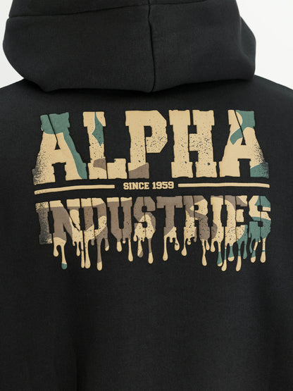 SUDADERA CAPUCHA "DRIPPING CAMO PRINT" - NEGRO - ALPHA INDUSTRIES | 268338