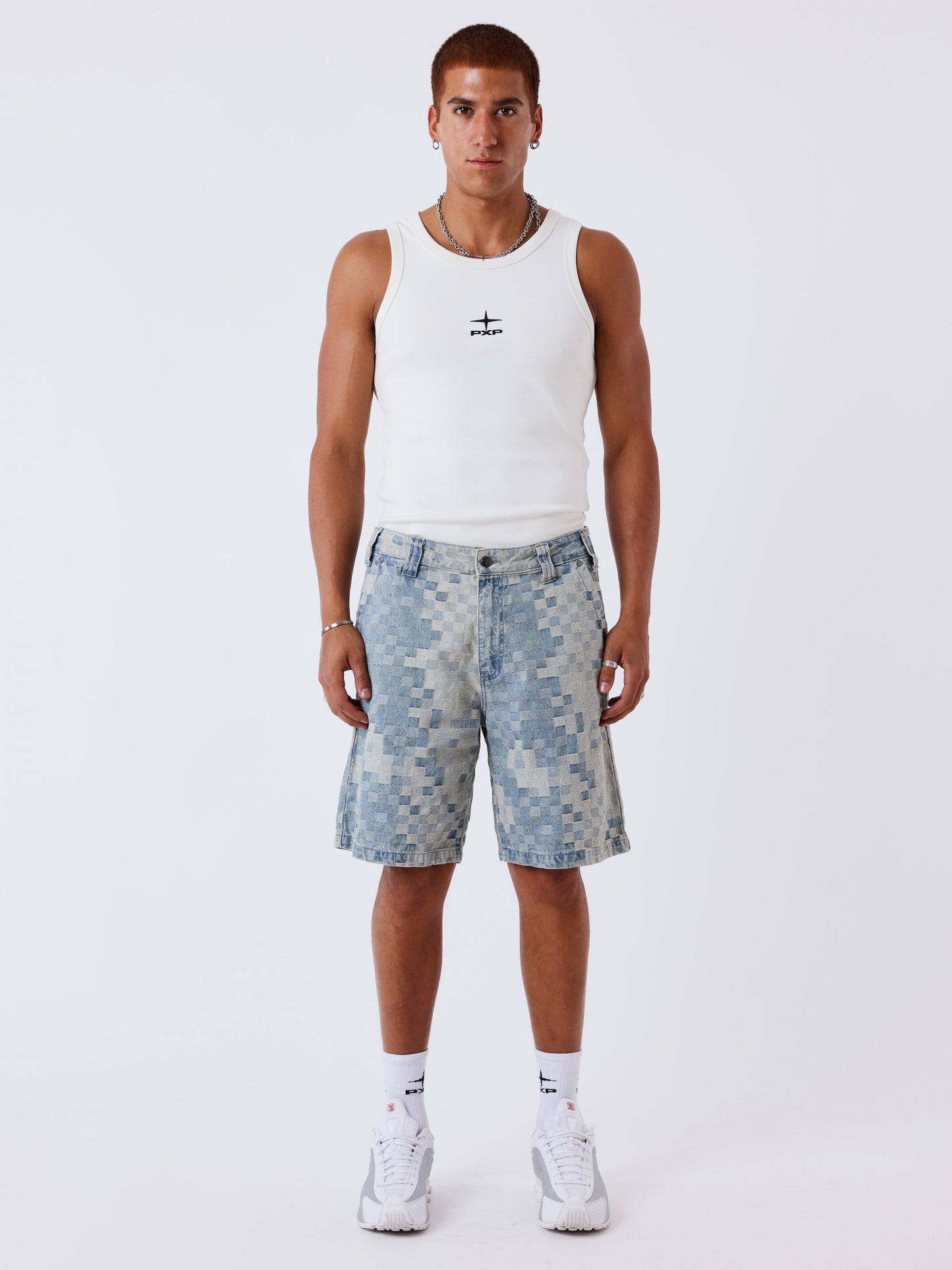 BERMUDA CUADROS JEANS - AZUL - PROJECT X PARIS | PXP 2694115