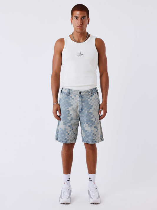 BERMUDA CUADROS JEANS - AZUL - PROJECT X PARIS | PXP 2694115