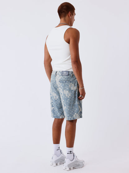 BERMUDA CUADROS JEANS - AZUL - PROJECT X PARIS | PXP 2694115