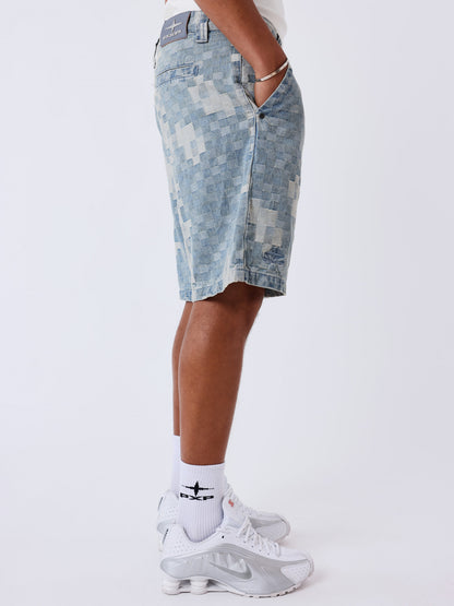 BERMUDA CUADROS JEANS - AZUL - PROJECT X PARIS | PXP 2694115