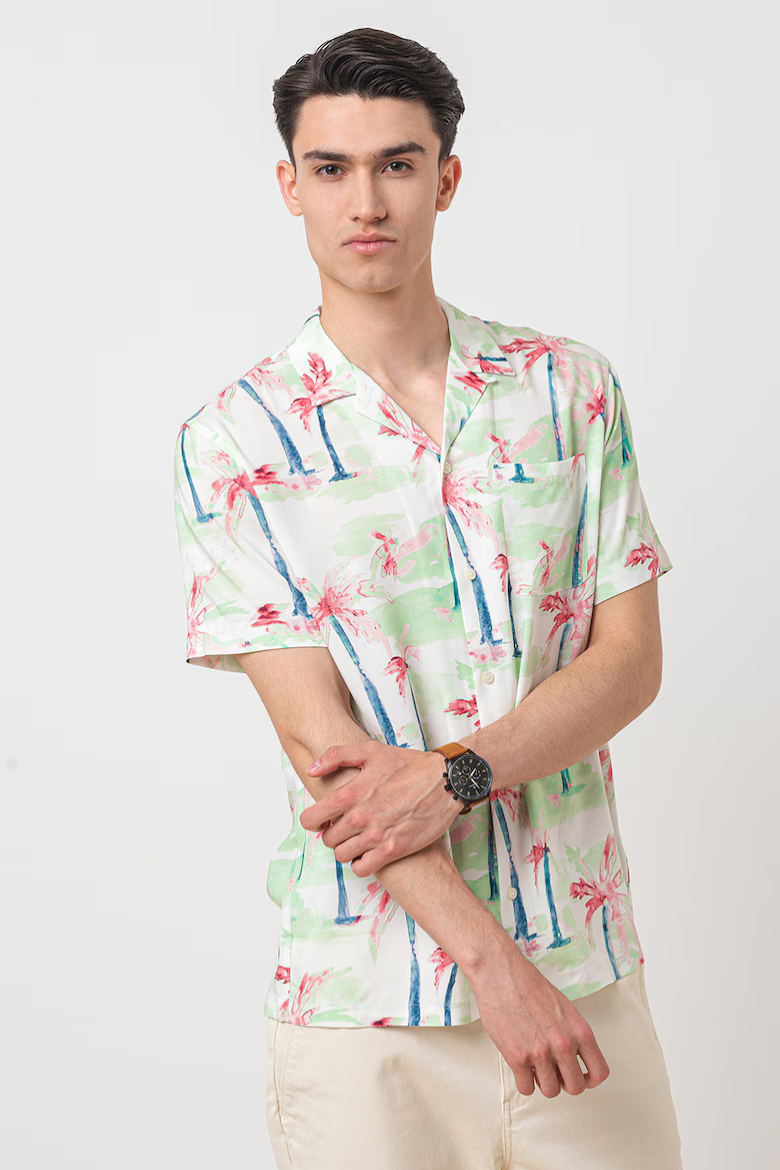 CAMISA DE MANGA CORTA HAWAIANA CON ESTAMPADO INTEGRAL DE PALMERAS - MULTICOLOR - SCOTCH & SODA | 177054