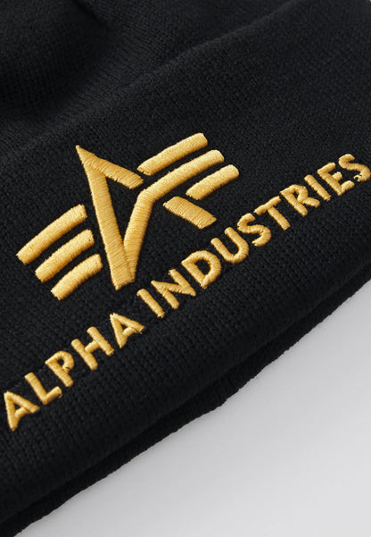 GORRO CON LOGO BORDADO - NEGRO/DORADO - ALPHA INDUSTRIES | 168910