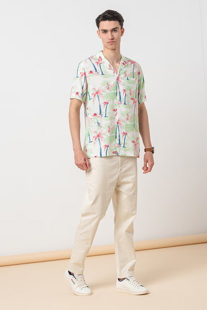 CAMISA DE MANGA CORTA HAWAIANA CON ESTAMPADO INTEGRAL DE PALMERAS - MULTICOLOR - SCOTCH & SODA | 177054